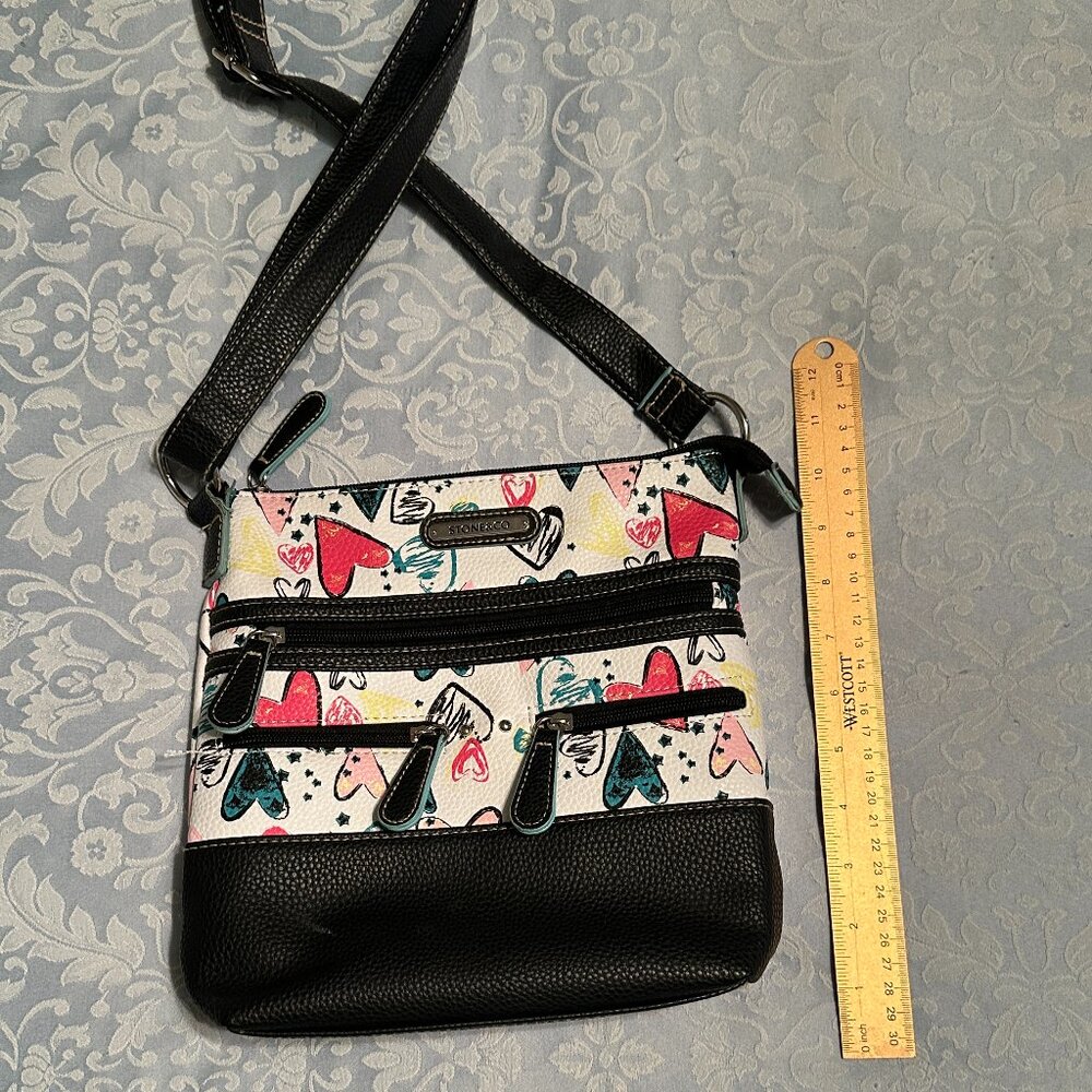Stone & Co Valentine Hearts Leather Crossbody Shoulder Bag